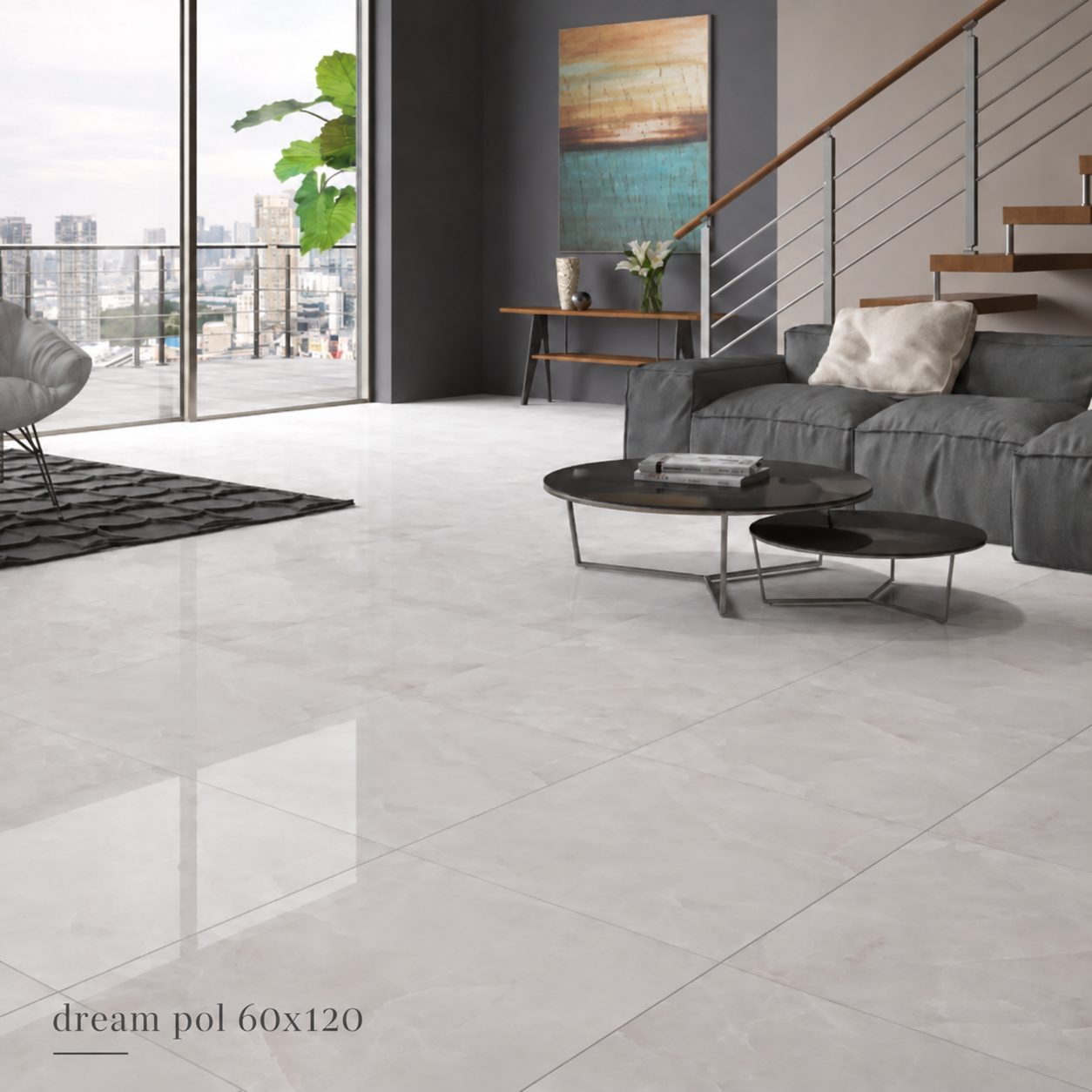 Sala com porcelanato Dream Incesa